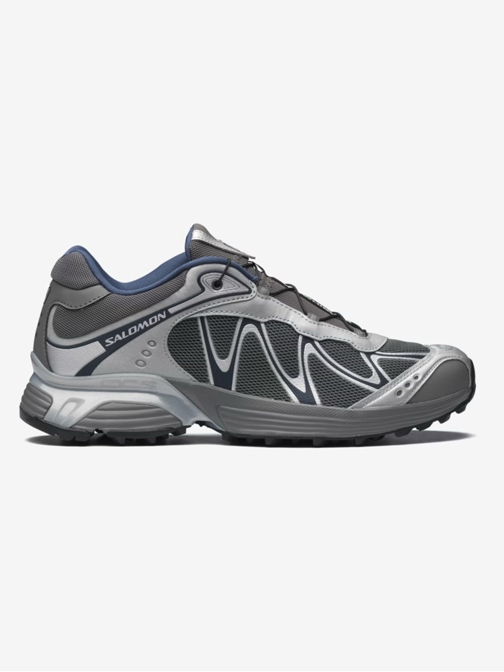 Salomon unisex XT-Whisper Trail Shoes in Silver and Gray with Navy Trim